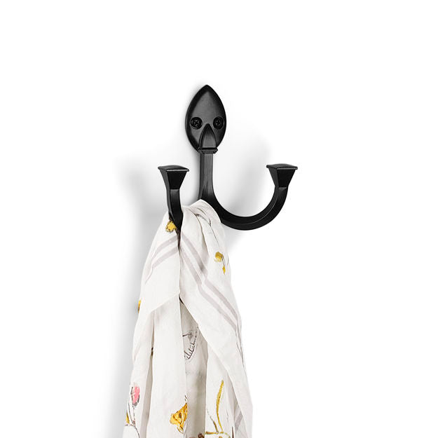 Double Wall Mount Hook Black Saxton by Homeportonline