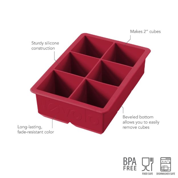 King Cube Ice Tray - Silicone 6 Pocket Cayenne by Homeportonline