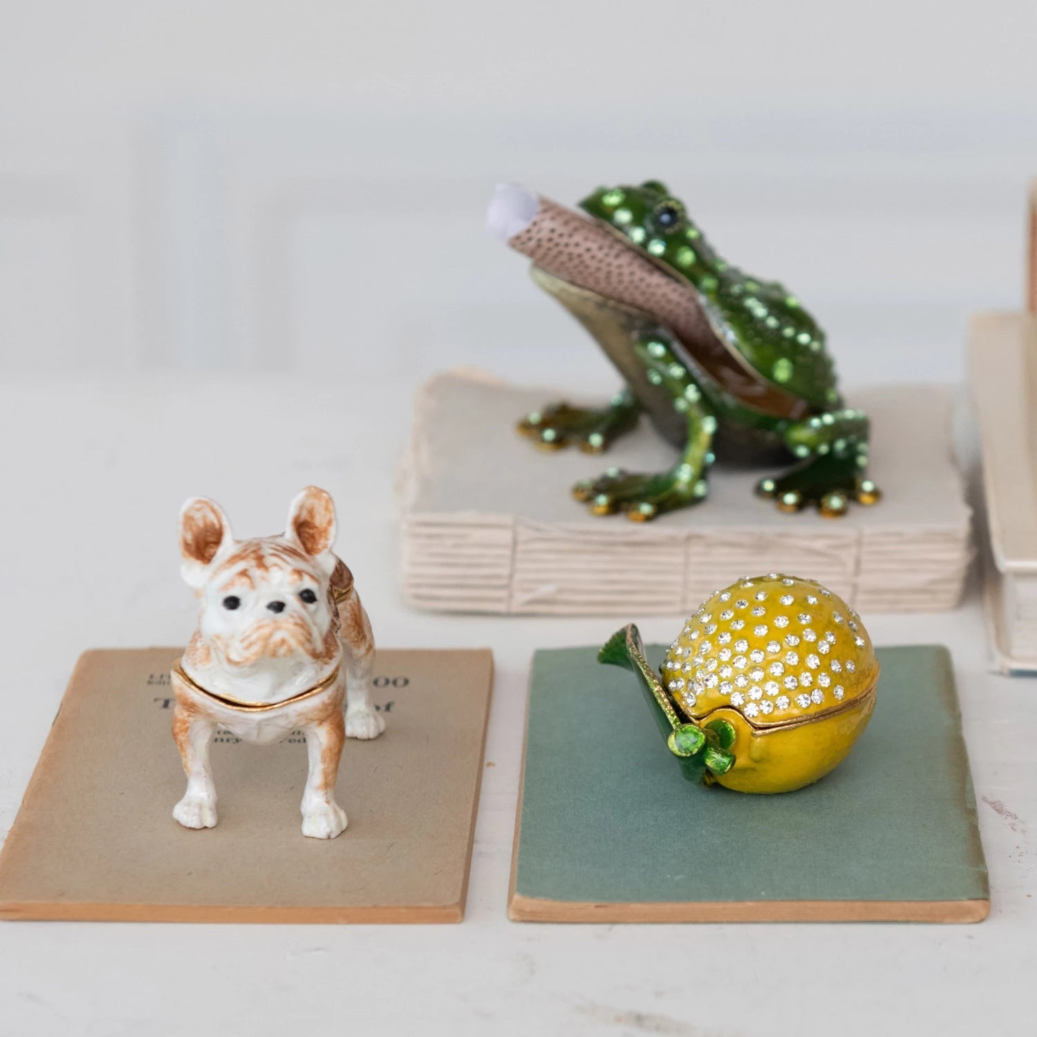 Trinket Box Enameled Metal Frog 3"l x 2.25"h by Homeportonline