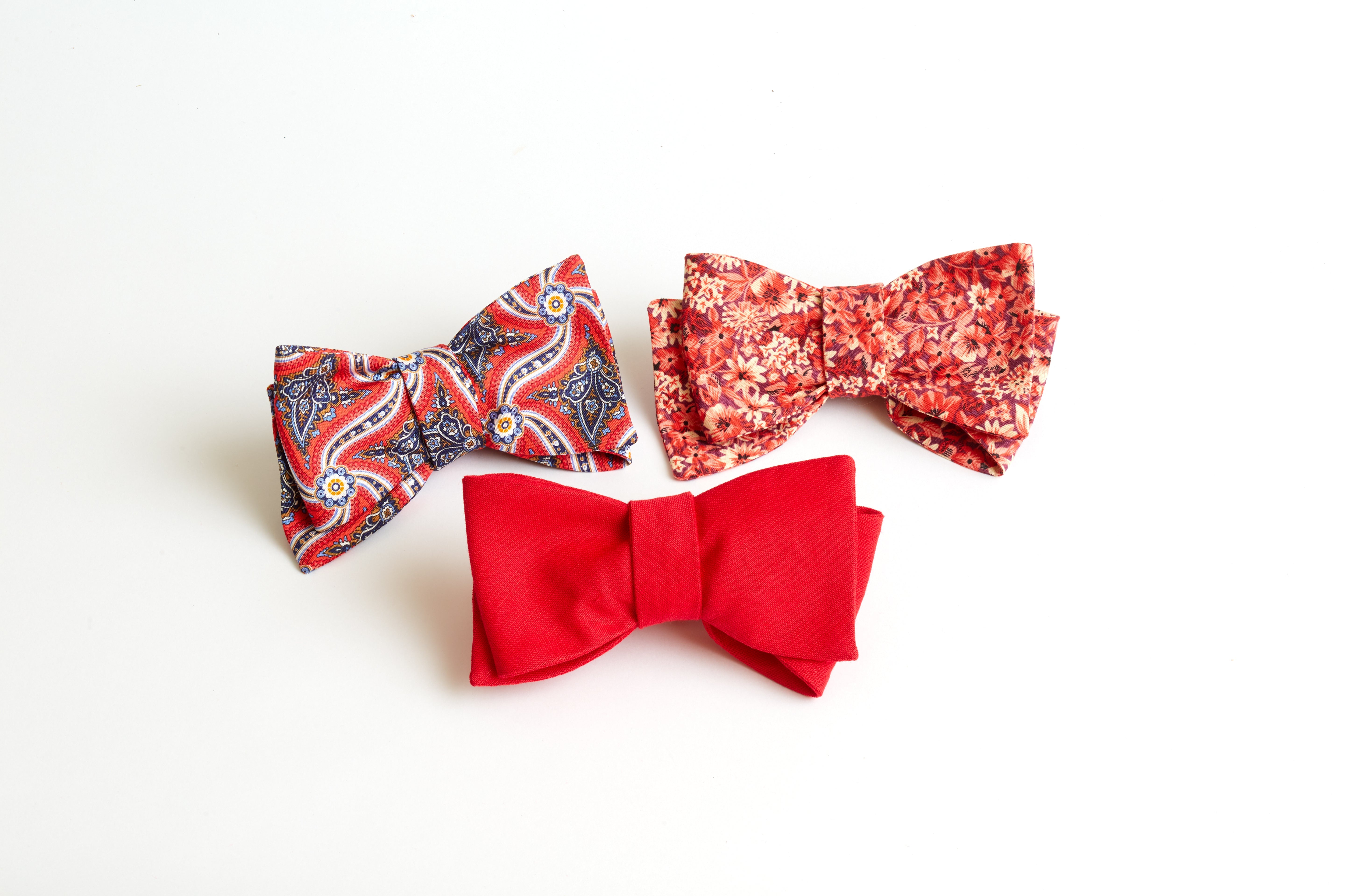 Solid Linen - Poppy Red - bow ties