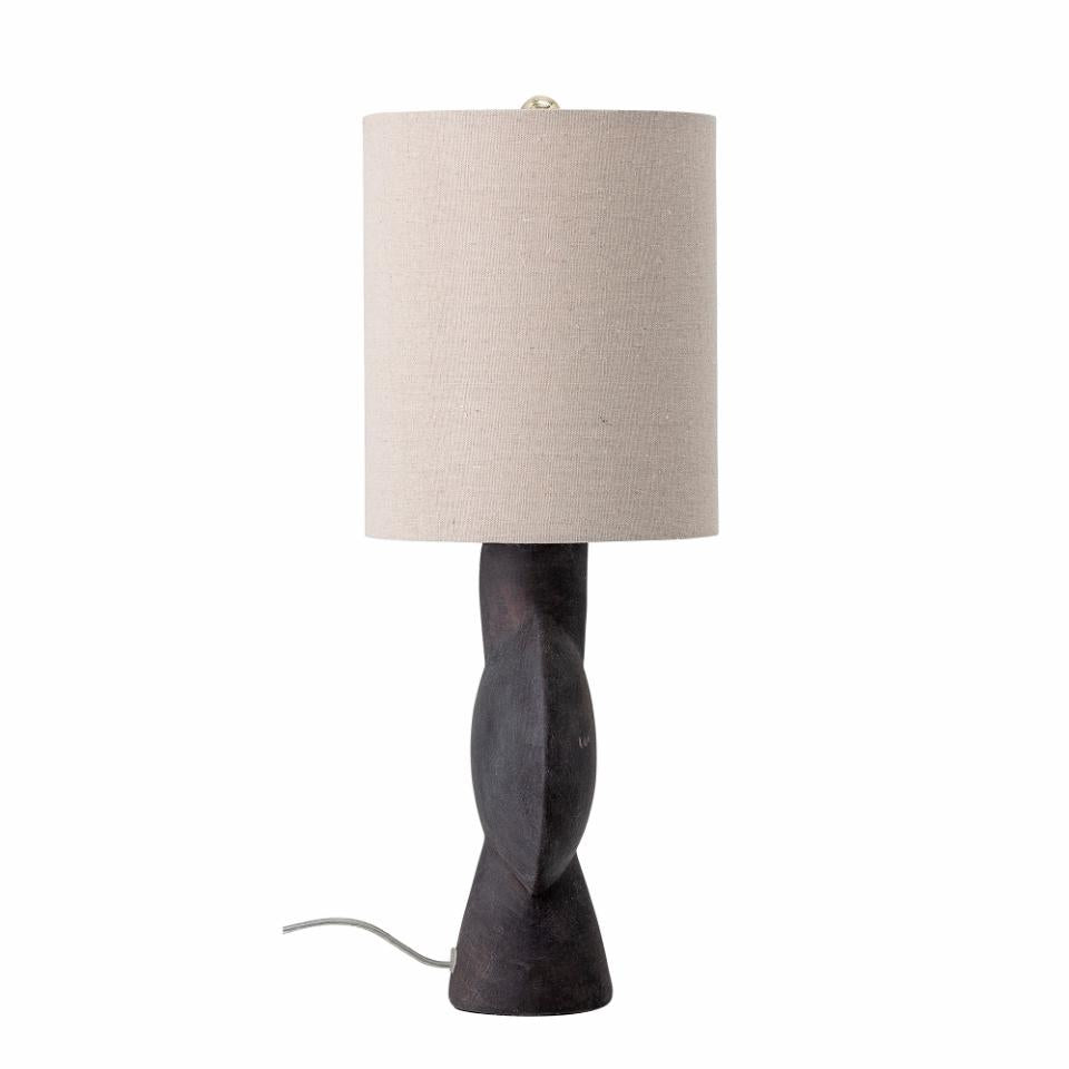 Lamp Terracotta Matte Black Base With Linen Shade 8" Round x 21.5"H by Homeportonline