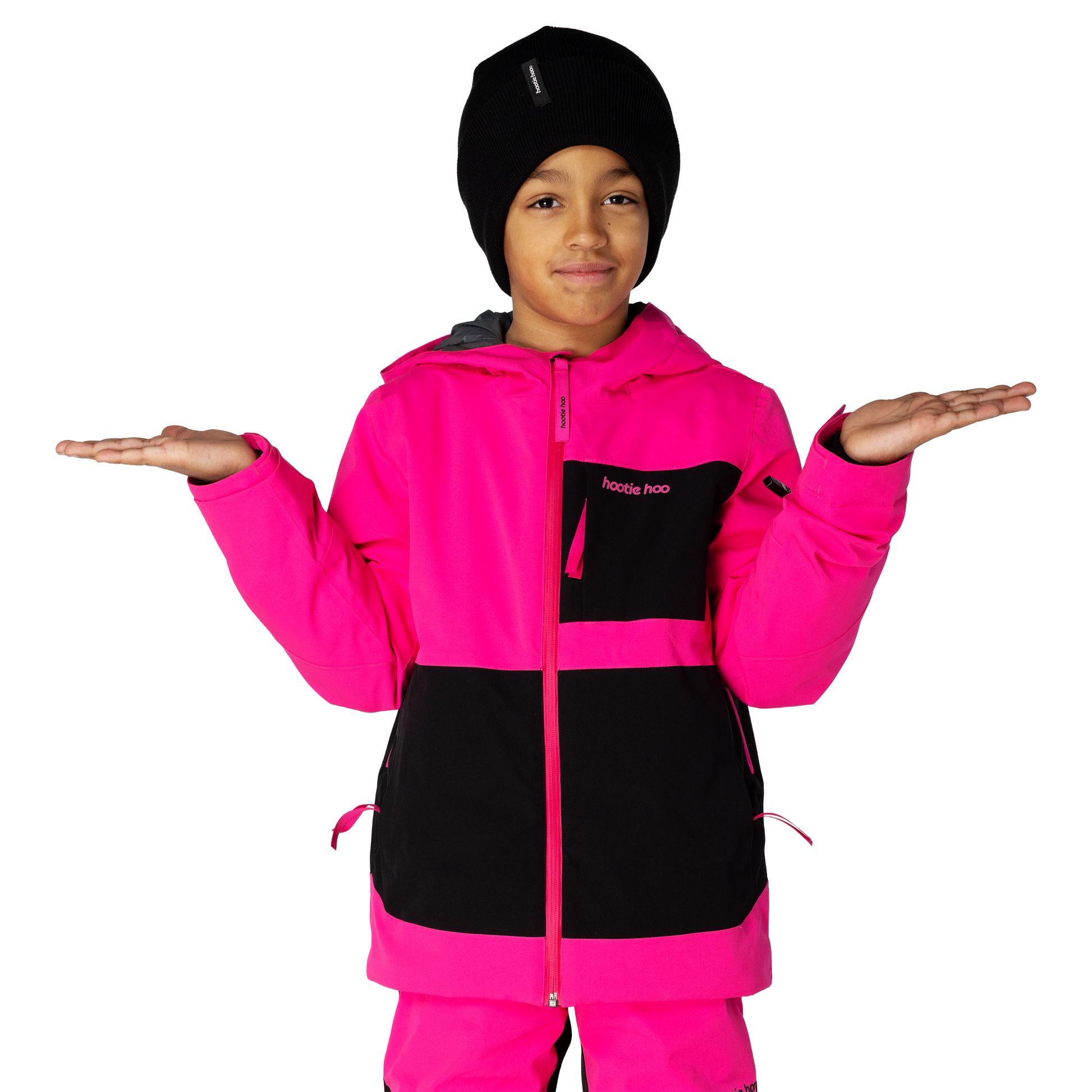 Kids Pinnakle Insulated Jacket - Hot Pink/Raven Black by Hootie Hoo