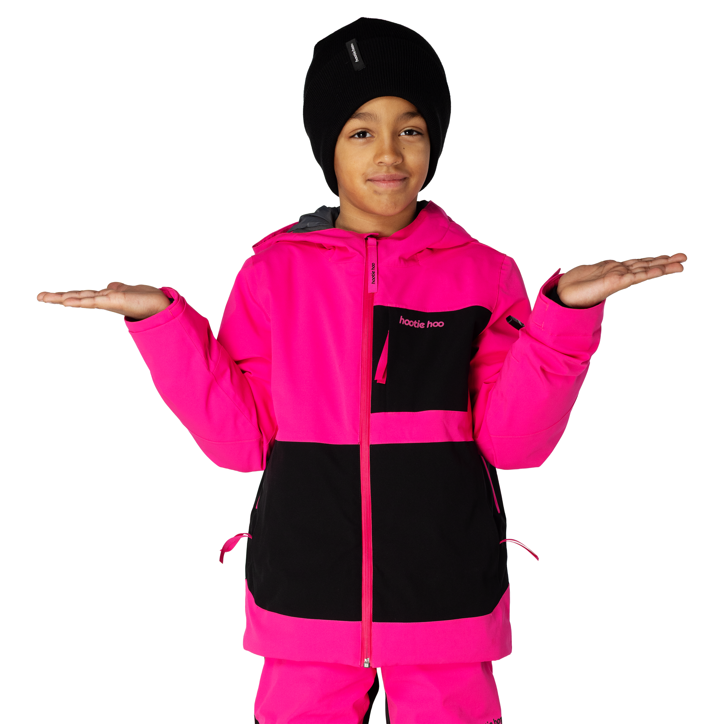 Kids Pinnakle Insulated Jacket - Hot Pink/Raven Black by Hootie Hoo