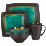 Ocean Paradise 16 Piece Square Stoneware Dinnerware Set In Jade by Homeportonline