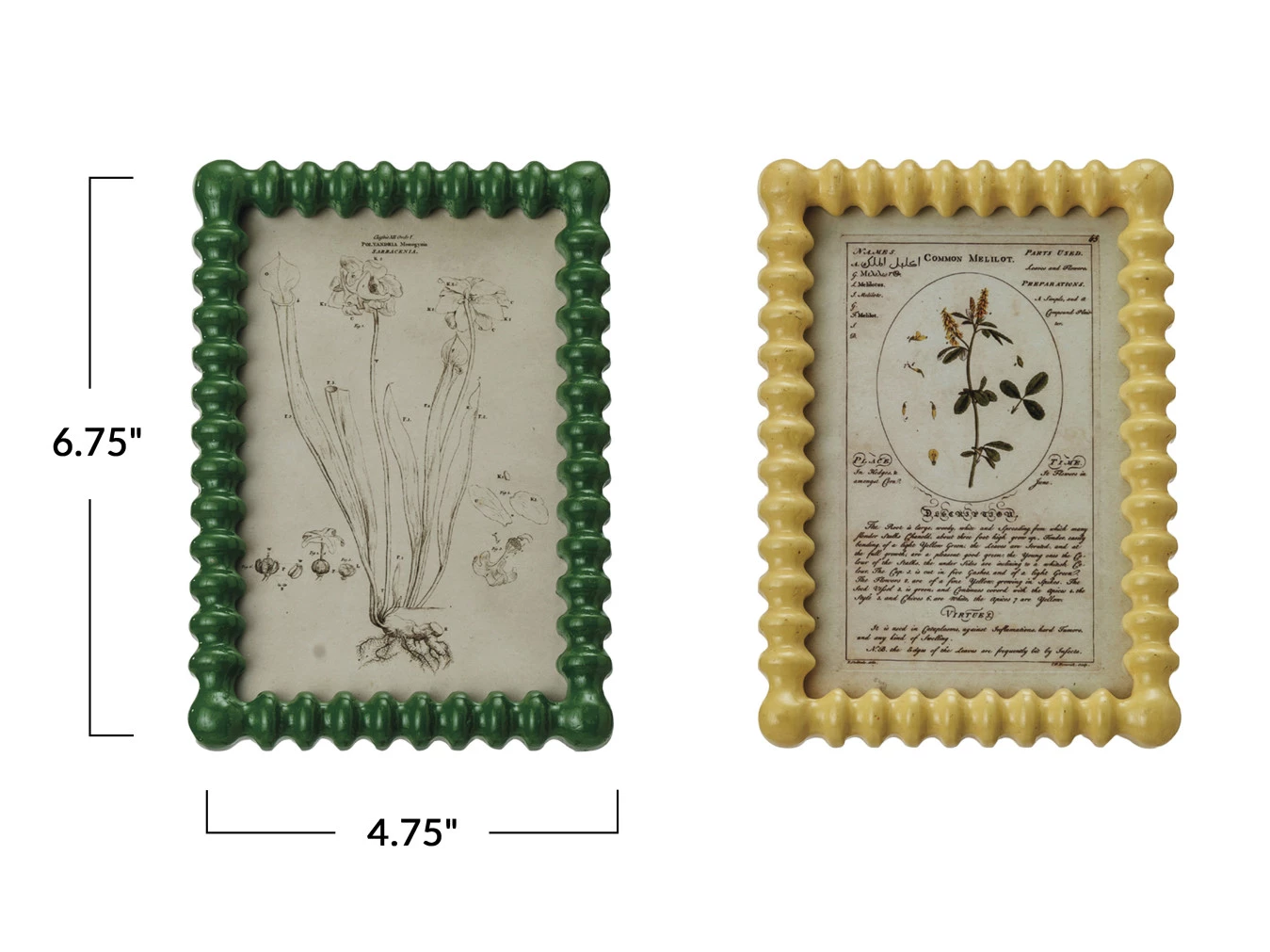 Frame Wood Spindle Green or Yellow 4" x 6" (Sold Individually) by Homeportonline