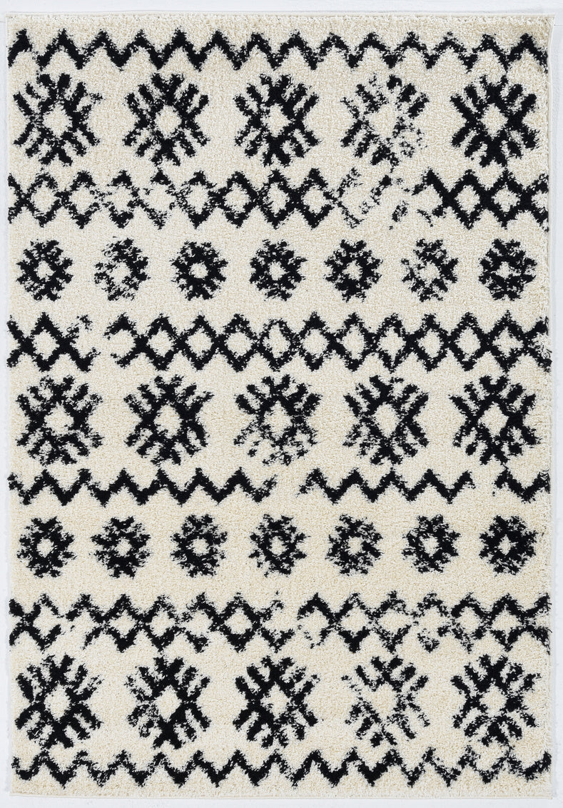 Morrocan Mekenes Ivory and Black Rug 5ft x 7ft by Homeportonline