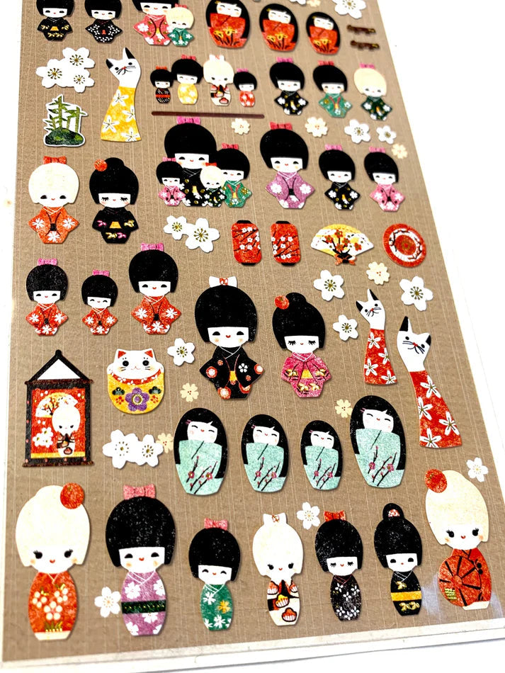 Stickers Kokeshi Dolls Korean Paper by Homeportonline