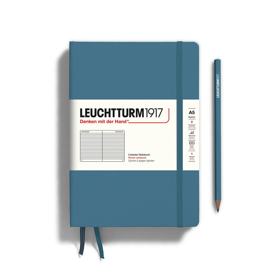 Notebooks - Medium (A5) Stone Blue Hardcover Ruled by Homeportonline