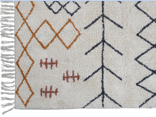 Rug Cotton Tufted Abstract Design Rug With Fringe 3' x 5' by Homeportonline