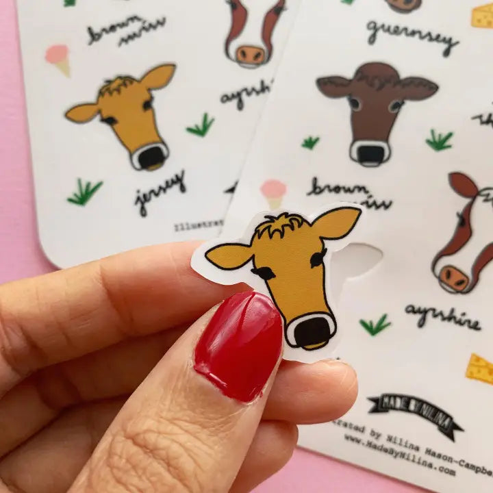 Dairy Cow Vinyl Sticker Sheet - Vermont, Wisconsin, Holstein