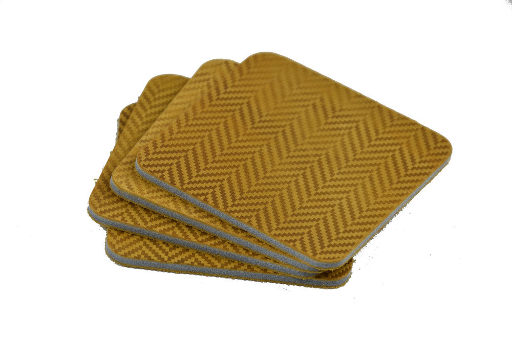 Herringbone Leather Coaster Set