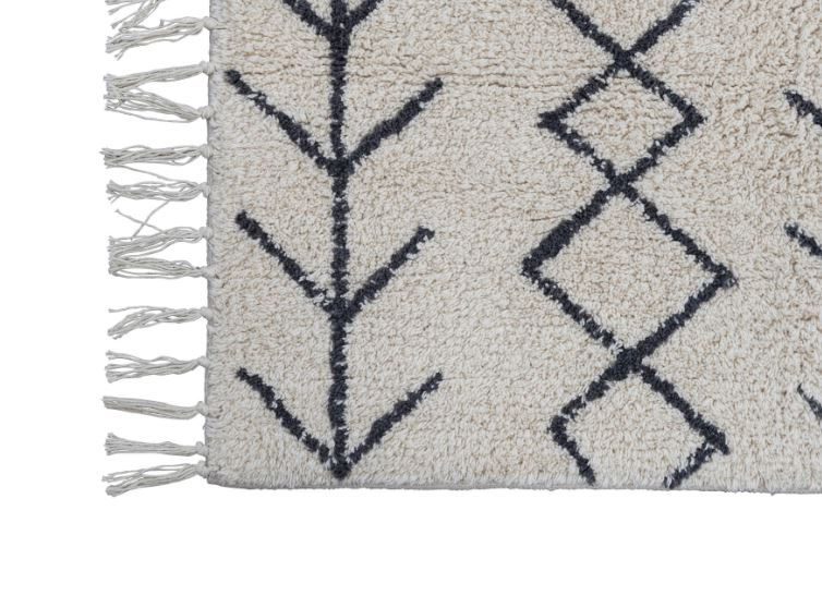 Rug Cotton Tufted Abstract Design With Fringe 2' X 3' by Homeportonline