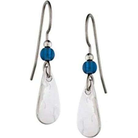Silver Forest Silver-tone Drop Earrings with Blue Bead E-8981