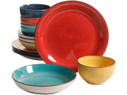 Color Speckle 12 Piece Mix and Match Double Bowl Set by Homeportonline