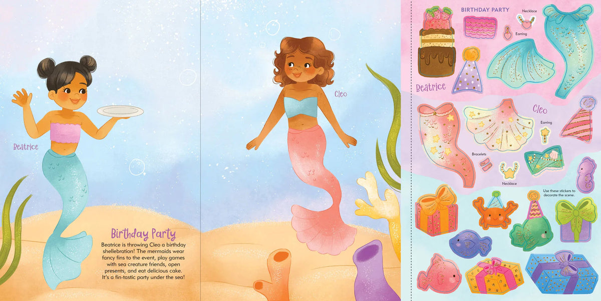 Basm Sticker Sticker Doll Dress Up Book Mermaids – Myti