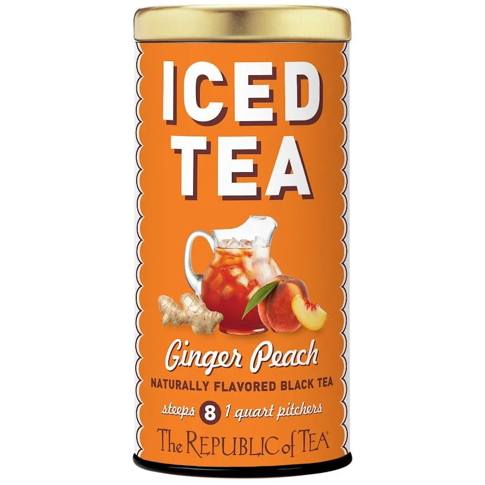 Iced Tea Tin - Ginger Peach Black Tea 8 Lg Pouches by Homeportonline