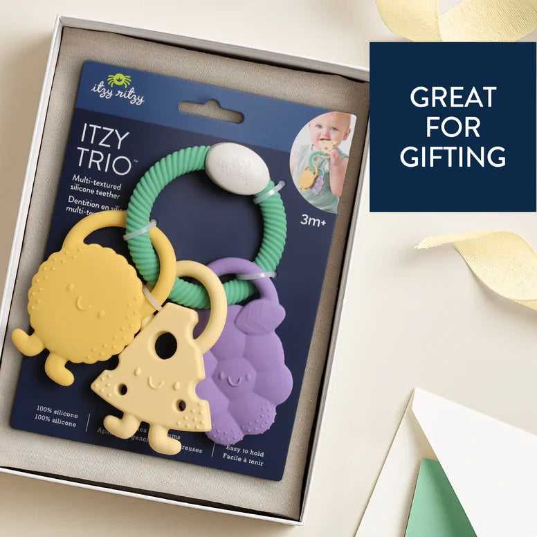 Itzy Trio Multi-Textured Silicone Teether | Charcuterie