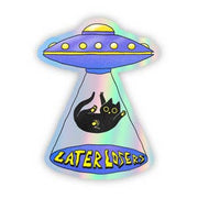 "Later Losers" Cat Ufo Holographic Sticker by Wild Lark