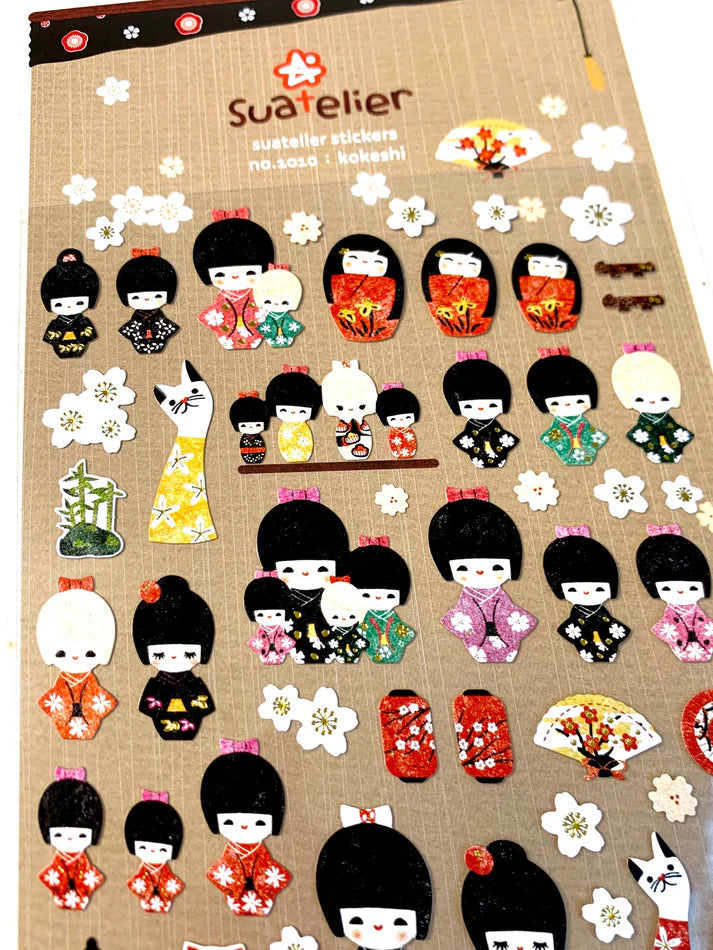 Stickers Kokeshi Dolls Korean Paper by Homeportonline
