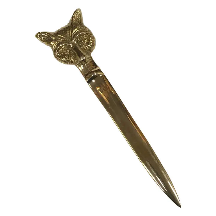 6-1/4" Solid Brass Fox Head Letter Opener