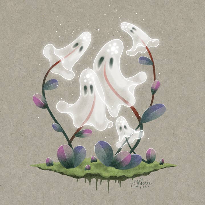 Ghost Plant Art Print | Spooky Garden