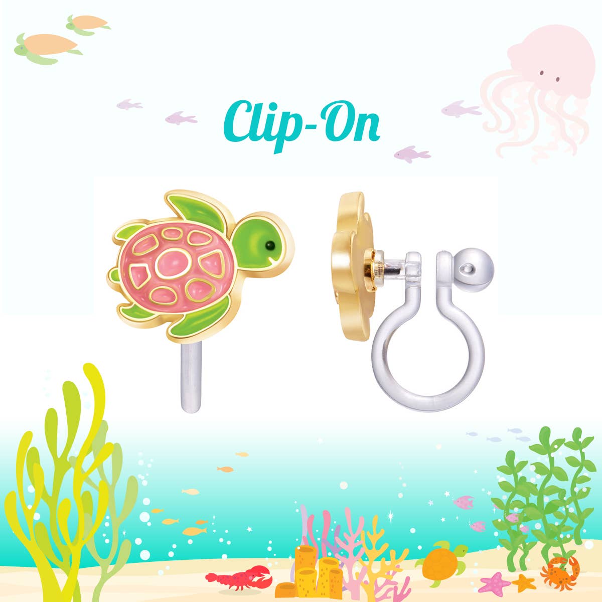 Girl Nation - CLIP ON Cutie Earrings- Turtle-y Awesome by SidePony Boutique