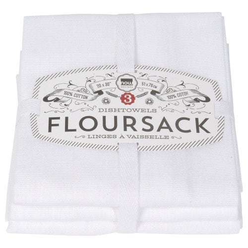 White Floursack Dishtowels Set of 3 by Homeportonline