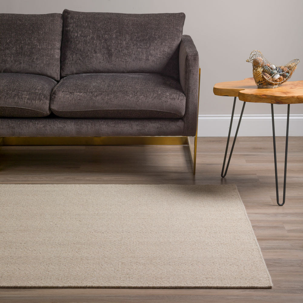Monaco Herringbone Wool Rug Linen 5' X 7'6" by Homeportonline