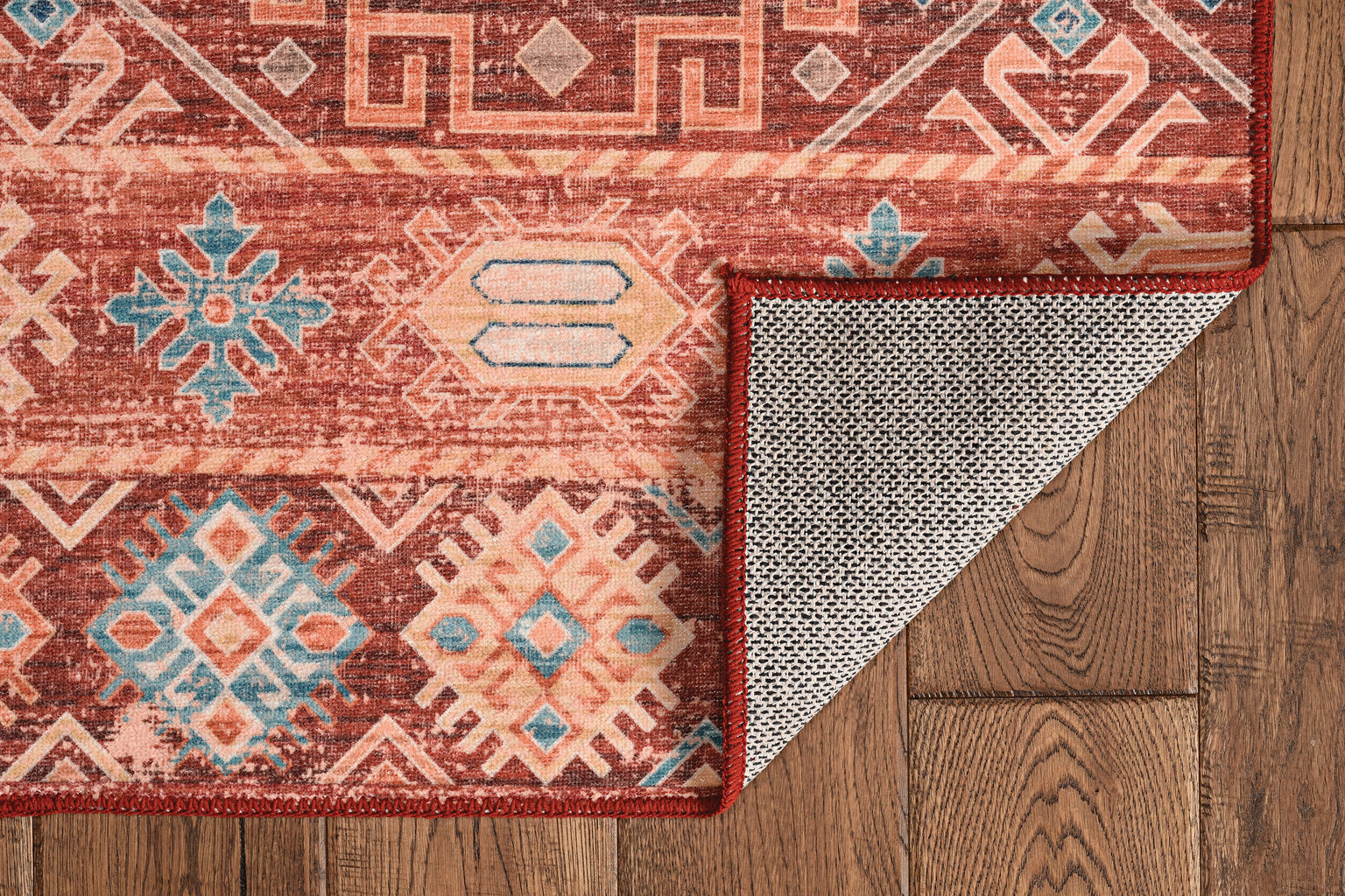 Rug Washable Devlin Red & Ivory 5' x 7' by Homeportonline
