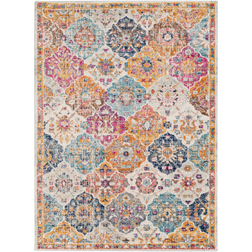 Harput 5'3" X 7'3" Rug Multi Colored Interlocking Scalloped Diamonds by Homeportonline