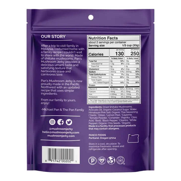 Pan's Mushroom Jerky: Zesty Thai