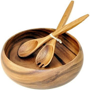 Acacia Salad Bowl 3pc. Set - 12x4in Round w/Salad Servers by Homeportonline