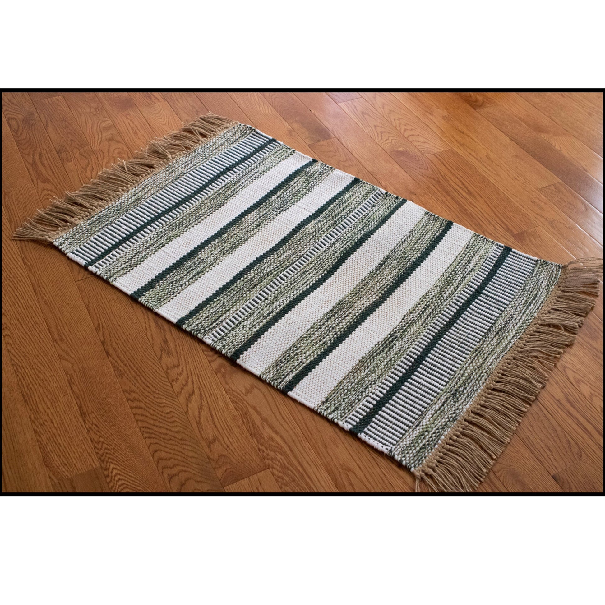 Rug Striped Jutex Forest Green 3'x5 by Homeportonline