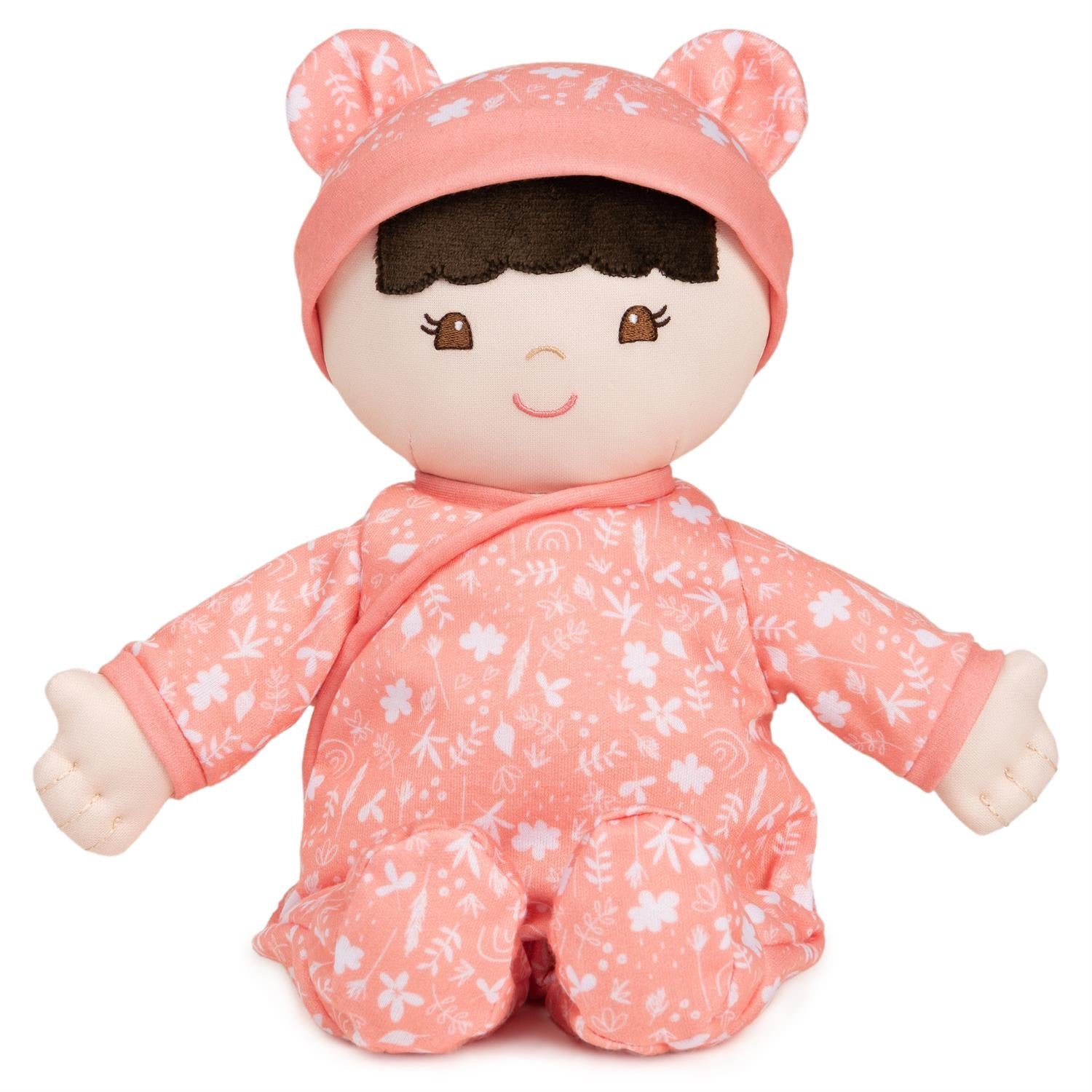 Plush Baby Doll Sustainable Hibiscus Dressed In A Peach Onesie by Homeportonline