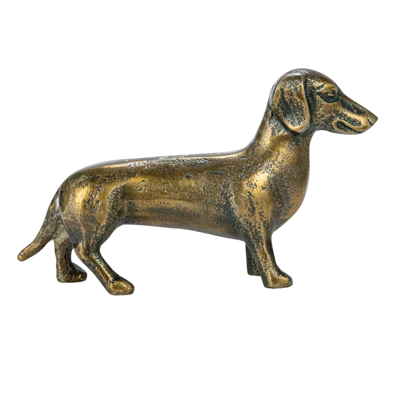 Decor Figurine Cast Aluminum Dachshund Brass Finish by Homeportonline