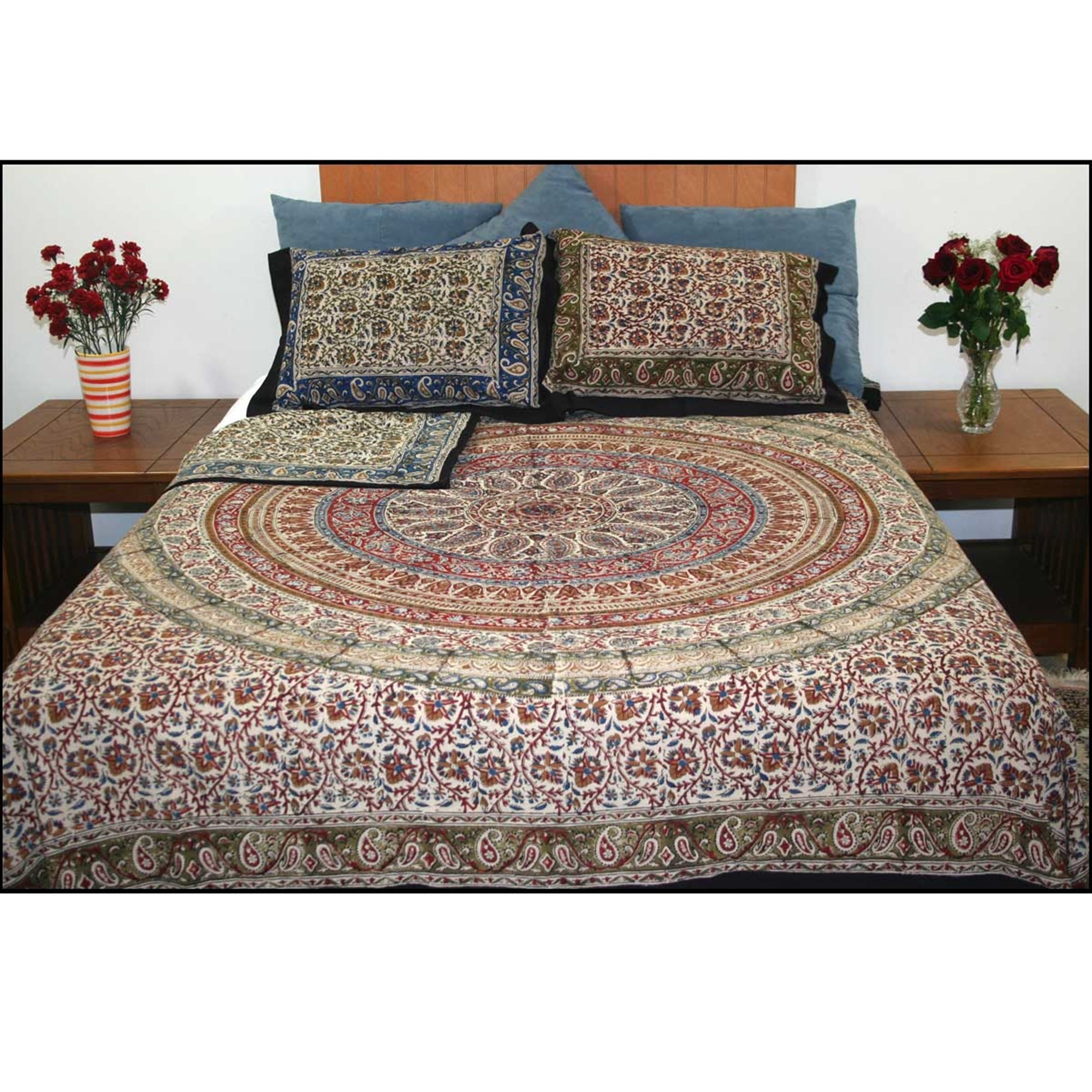 Duvet Cover Full Or Queen Circle Kalamkari by Homeportonline