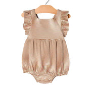 Overall Flutter Romper | Toffee Stripe