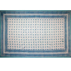 Tapestry Twin Size Tile Print White Background Blue by Homeportonline