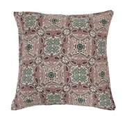 Pillow Cotton Blend Printed Purple, Cream & Green Pattern 24" Square by Homeportonline
