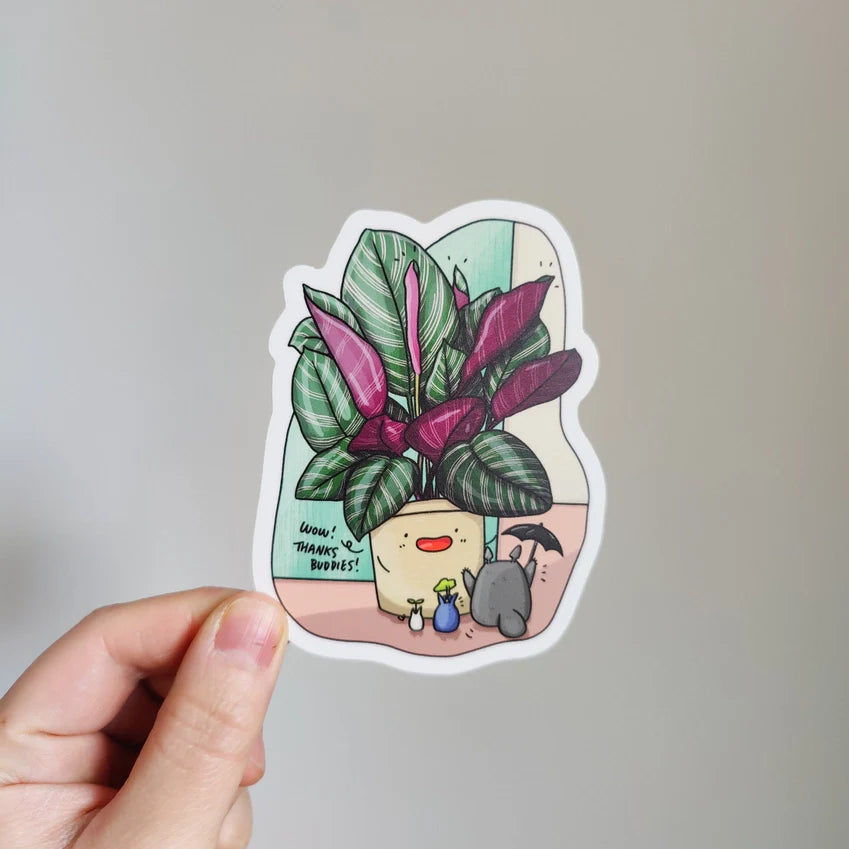Calathea and Totoro 4" Vinyl Sticker