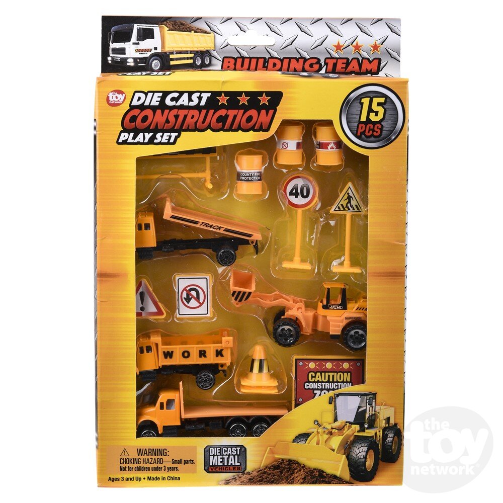 Diecast Play Set Construction 15 Piece by Homeportonline