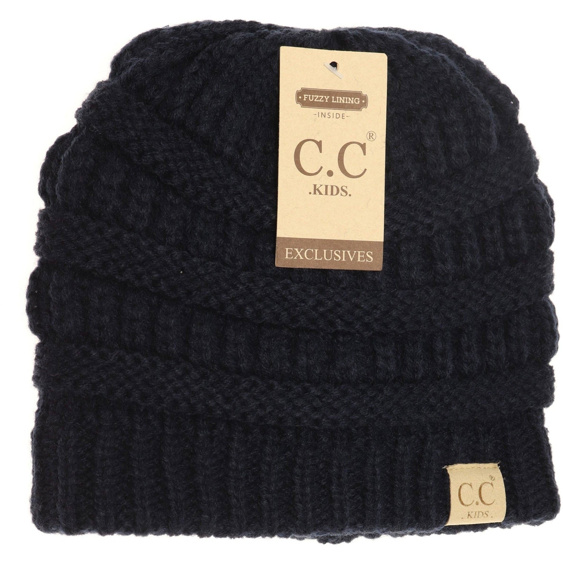 C.C Beanie - Kids Solid Fuzzy Lined CC Beanie: Navy by SidePony Boutique
