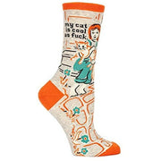 Women s Crew Socks - Blue Q - My Cat Is Cool as F*** SW465