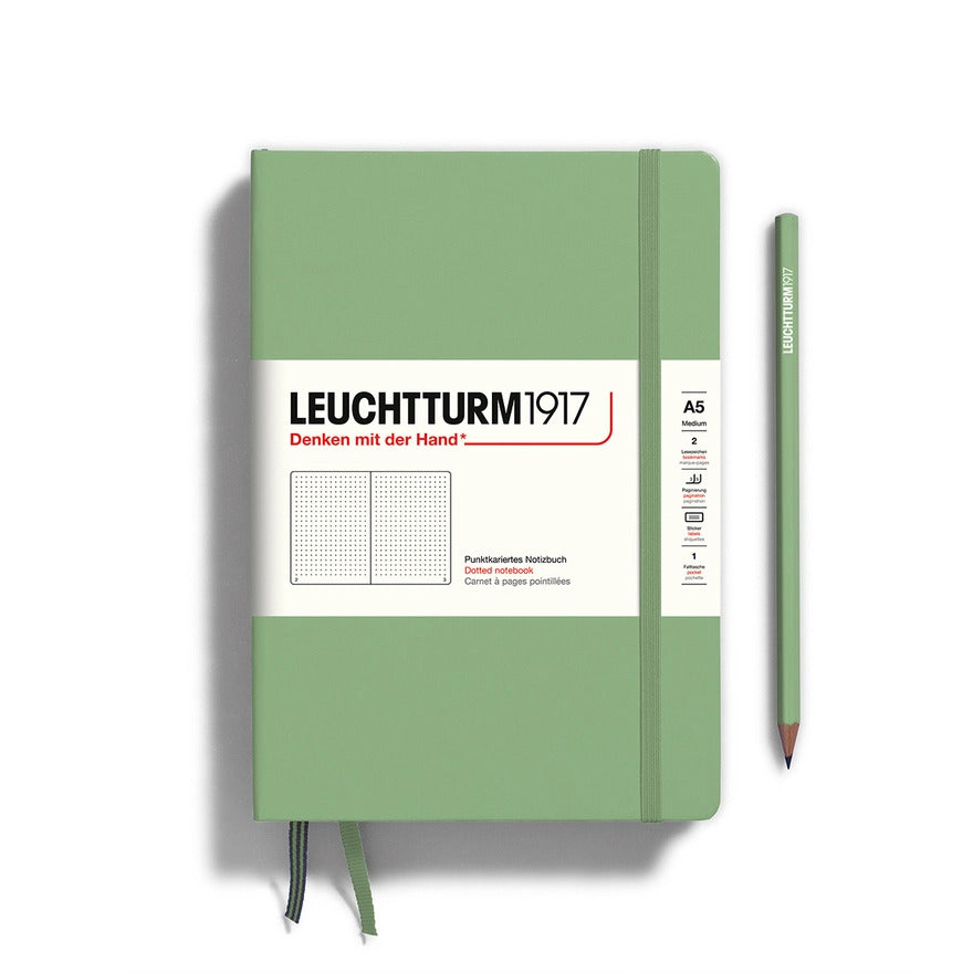 Notebooks - Medium (A5) Sage Hardcover Dotted by Homeportonline