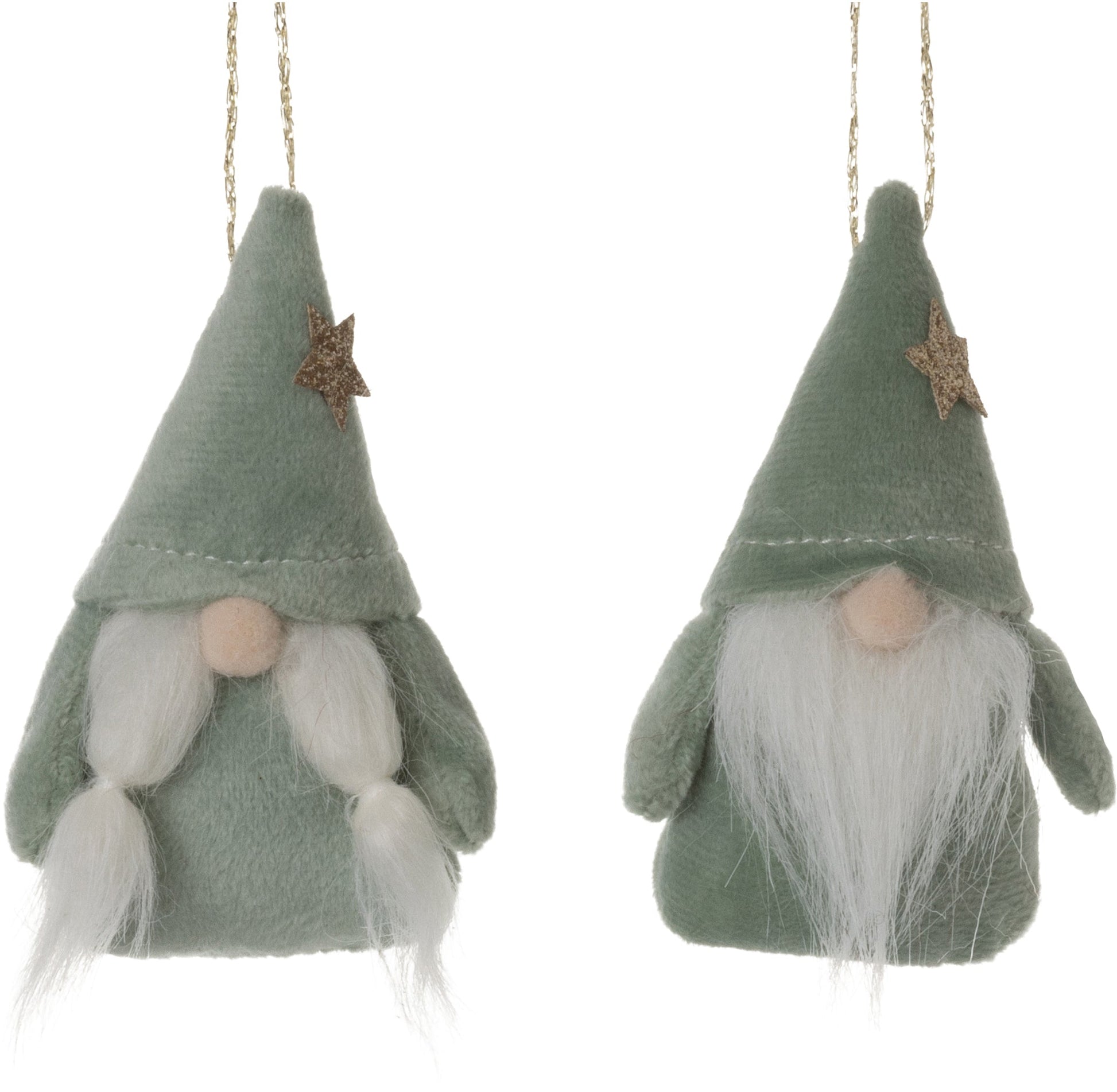 Ornaments - Velour Gnomes in Light Green by Homeportonline