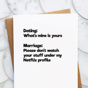 Dating vs. Marriage- Card by Wild Lark