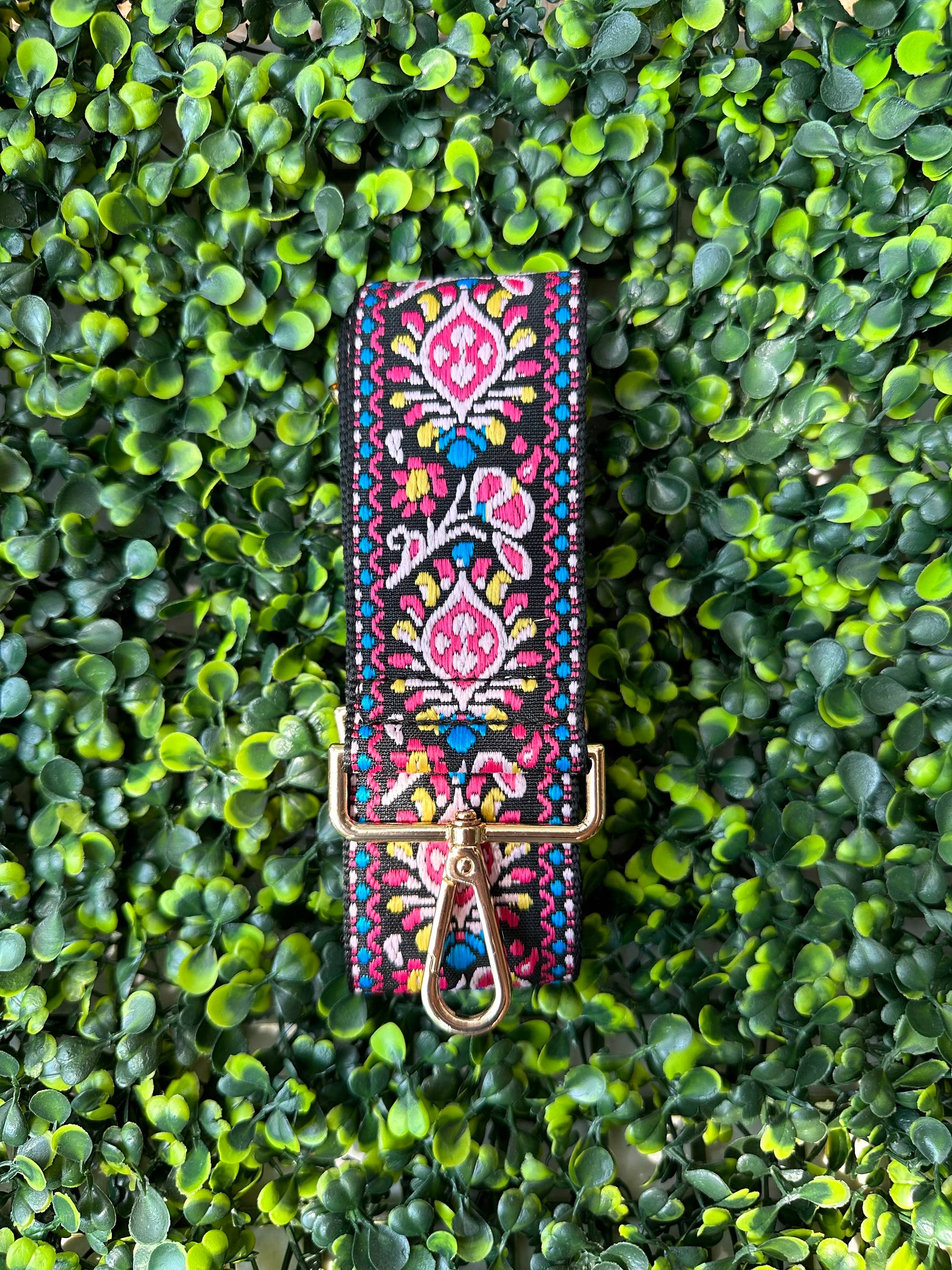 Boho Pattern Adjustable Guitar Strap: Fuchsia by SidePony Boutique