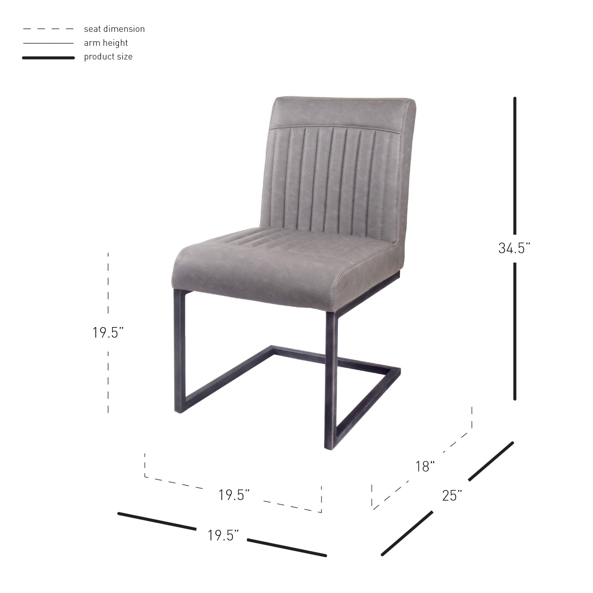 Ronan Polyurethane Dining Chair Antique Graphite Grey by Homeportonline