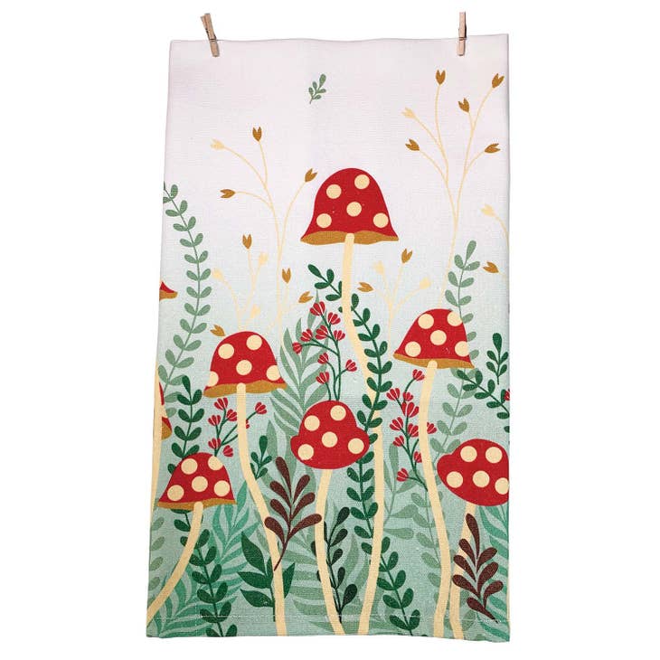 Sale!Mushroom Garden Tea Towel- 2 Pc Set