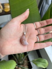 Flower Agate Moon Crystal Necklace